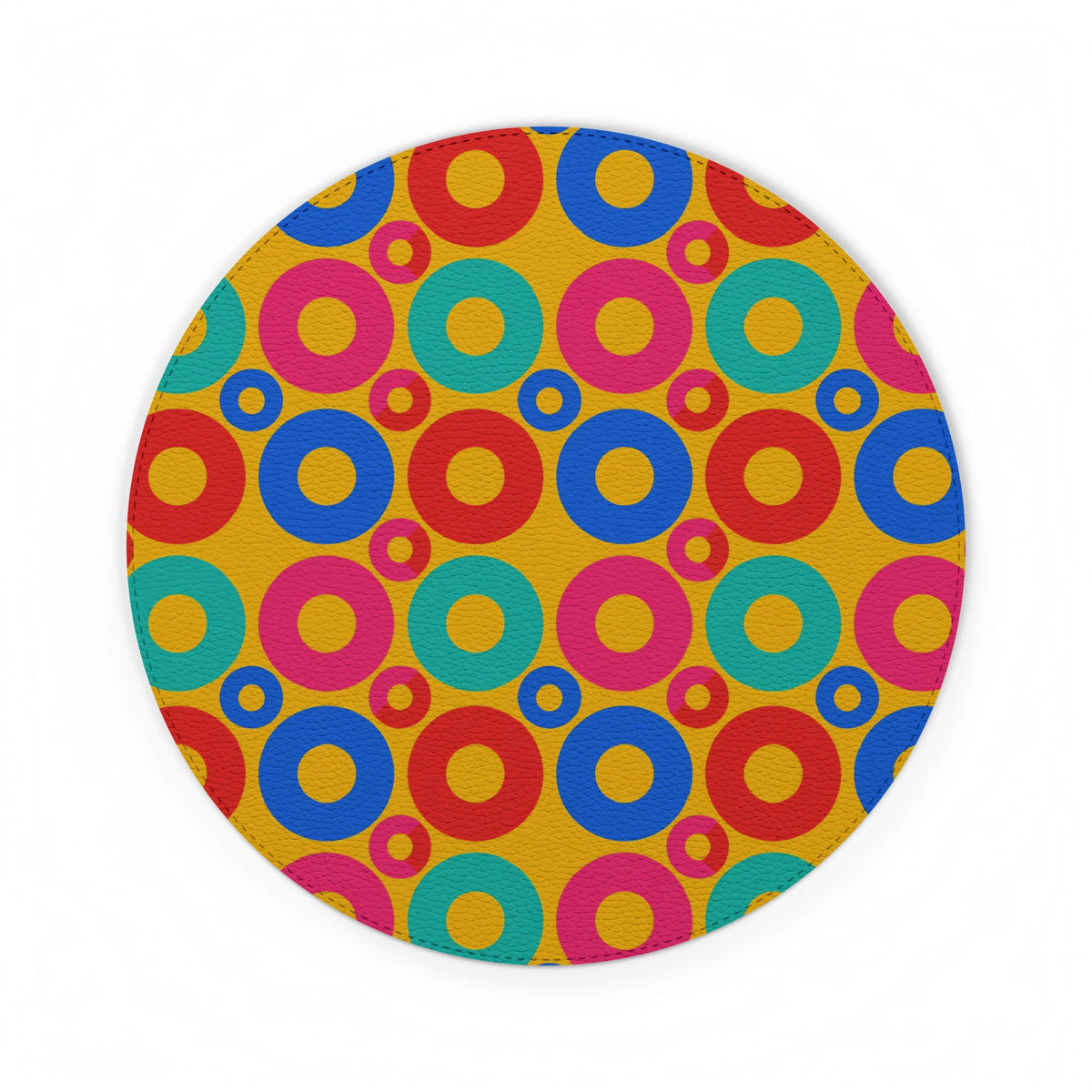 Big Ring Blocks Vegan Leather Mouse Mat – Geometric Blocks Pattern