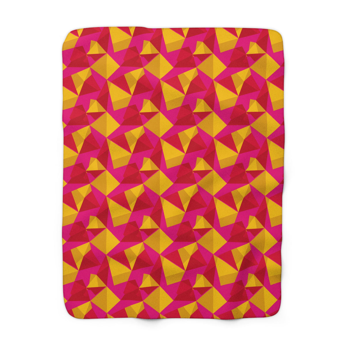 Faceted Gold Panels Sherpa Fleece Blanket – Faceted Gem Geometric Pattern