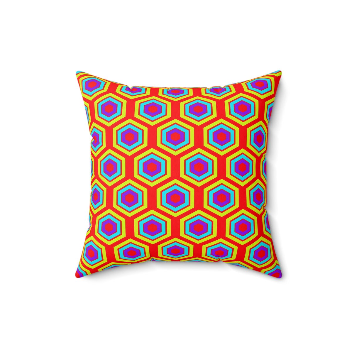 Concentric Hexagon Ripple Faux Suede Cushion – Op-Art Hexagons Pattern