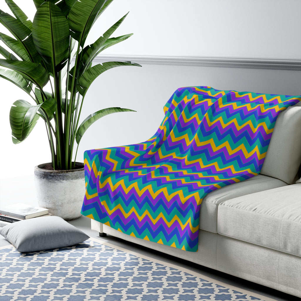 Jewel Chevron Bands Sherpa Fleece Blanket – Peacock Jewel
