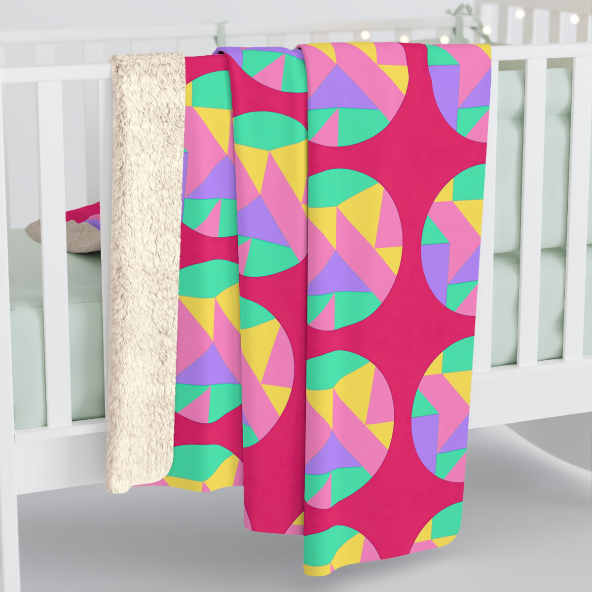 Broken Circle Planes Sherpa Fleece Blanket – Candy Pop on Raspberry