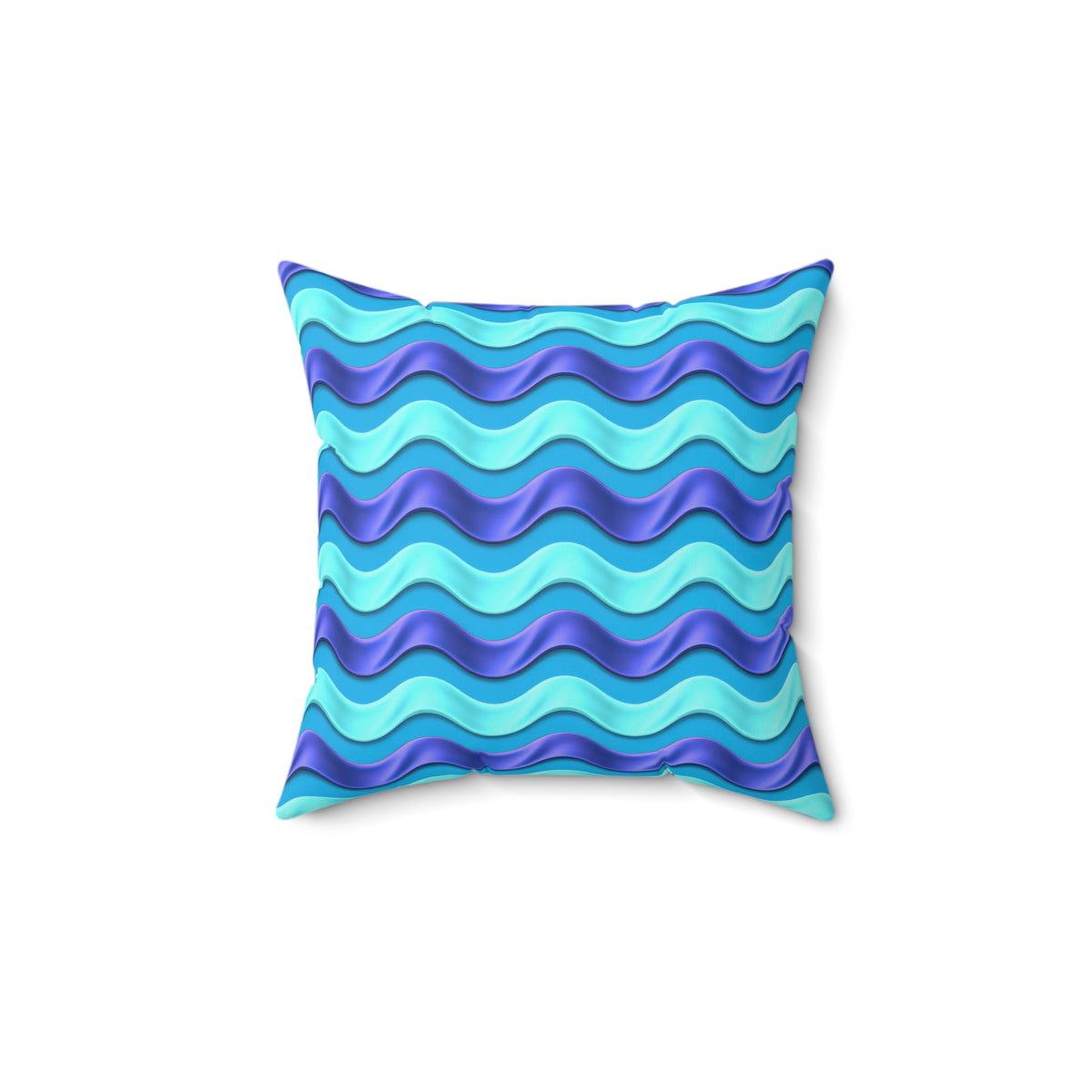 Satin Wave Bands Faux Suede Cushion – Ice Jewel