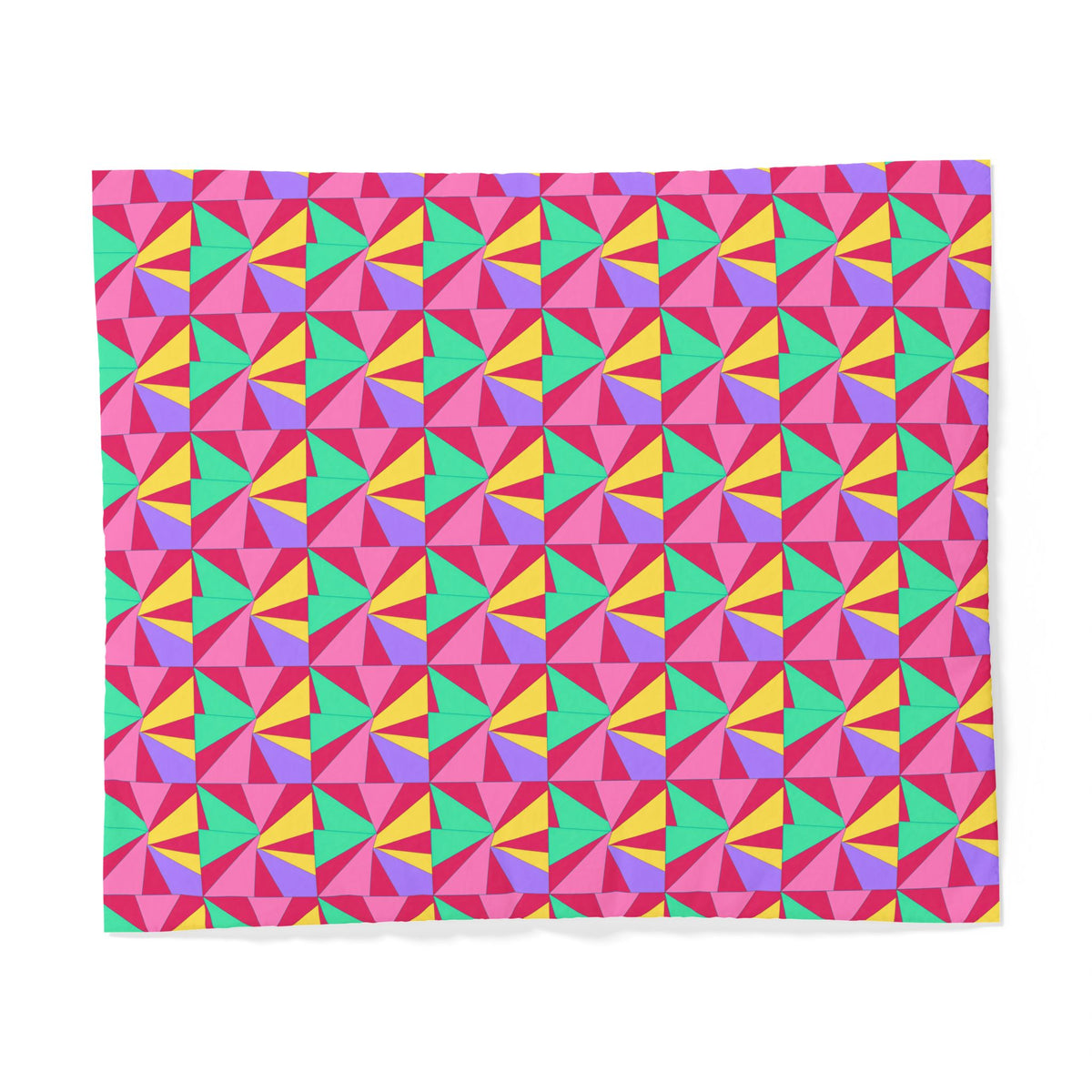 Cubist Sunburst Blocks Cotton Duvet Cover – Candy Pop on Raspberry