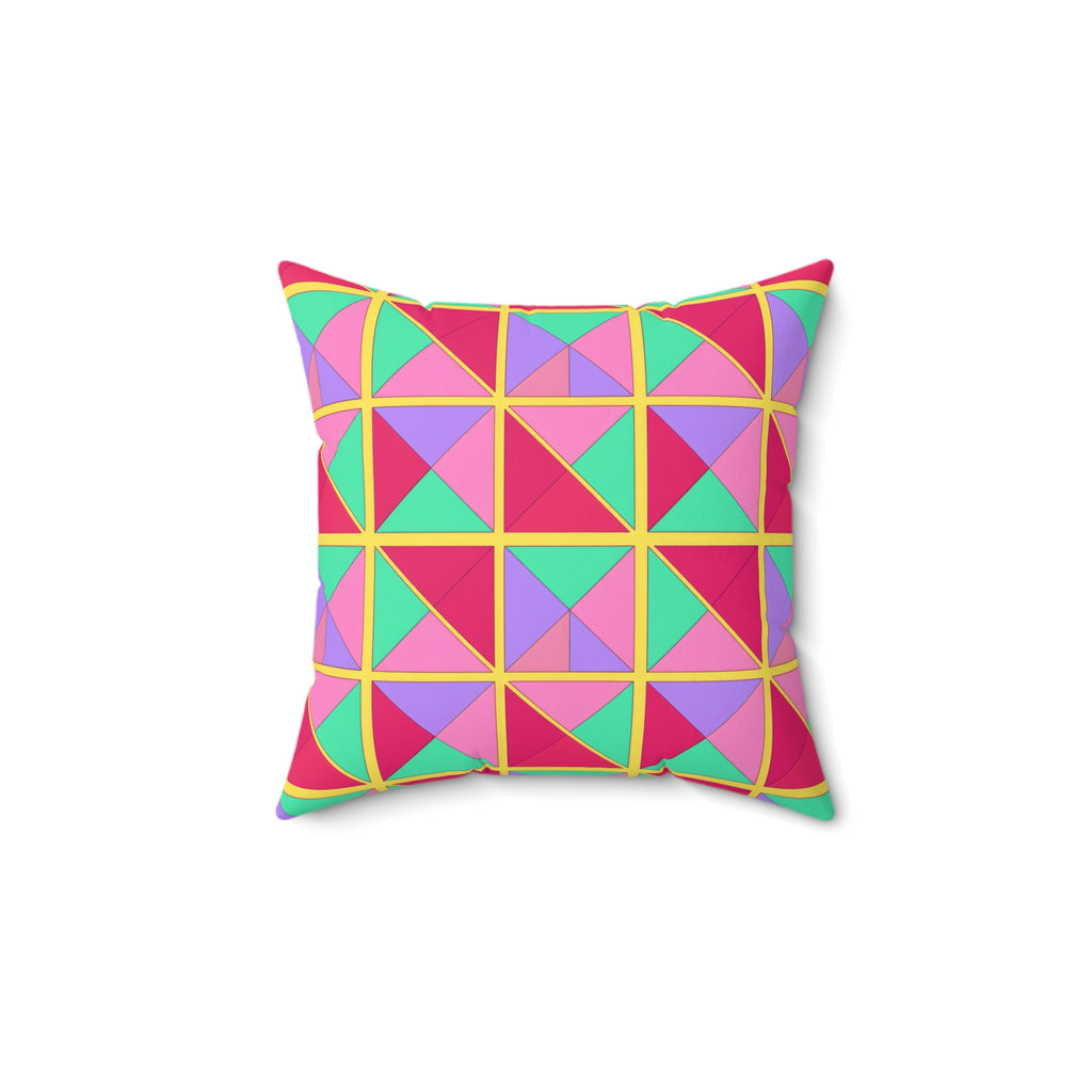 Split Square Fiesta Faux Suede Cushion – Candy Pop on Raspberry