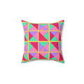 Split Square Fiesta Faux Suede Cushion – Candy Pop on Raspberry