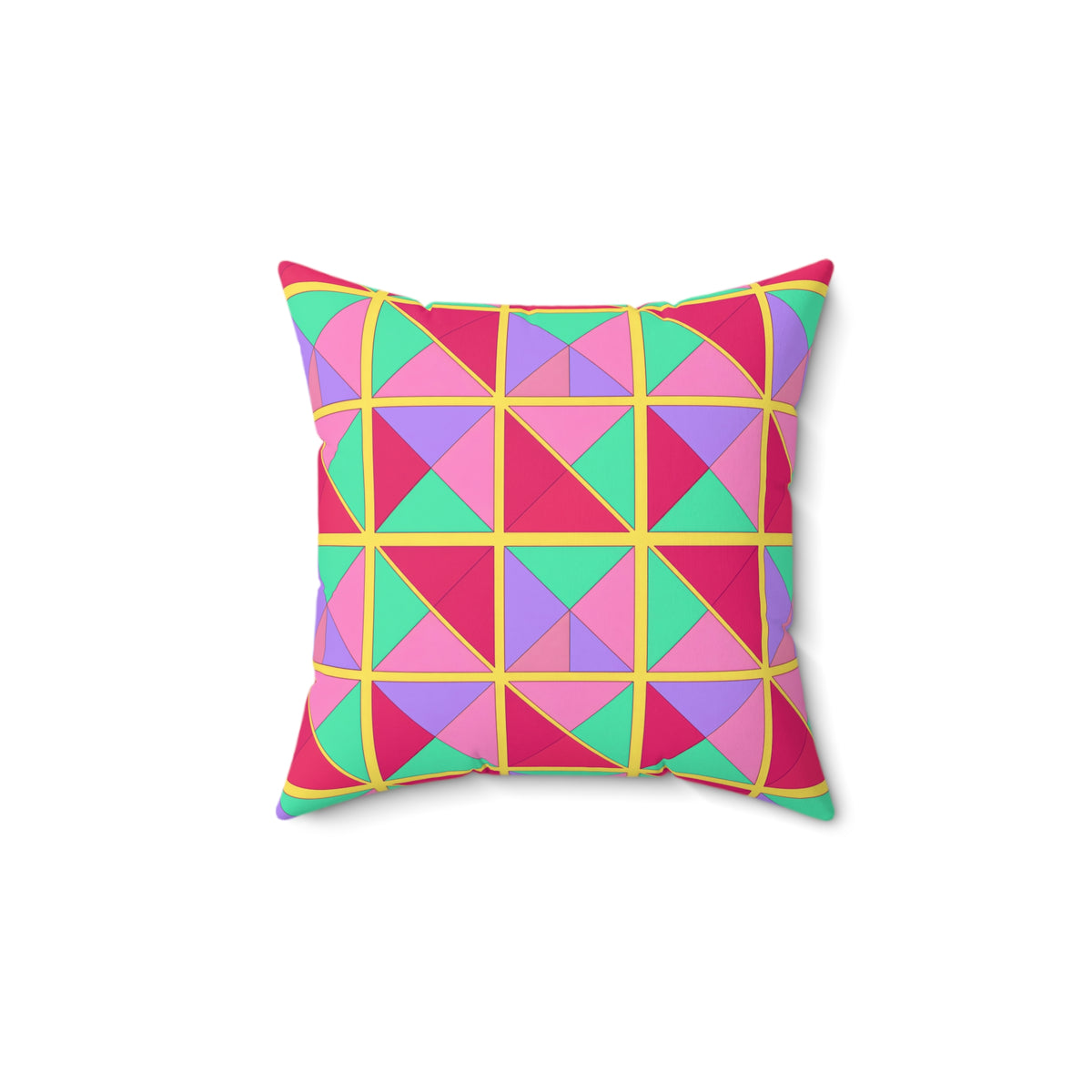 Split Square Fiesta Faux Suede Cushion – Candy Pop on Raspberry