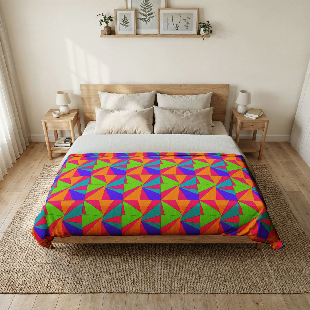 Cubist Sunburst Blocks Cotton Duvet Cover – Tropical Punch