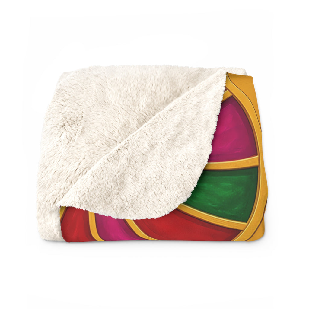 Grand Kaleido Jewel Wheels Sherpa Fleece Blanket – Kaleidoscopic Medallion Pattern