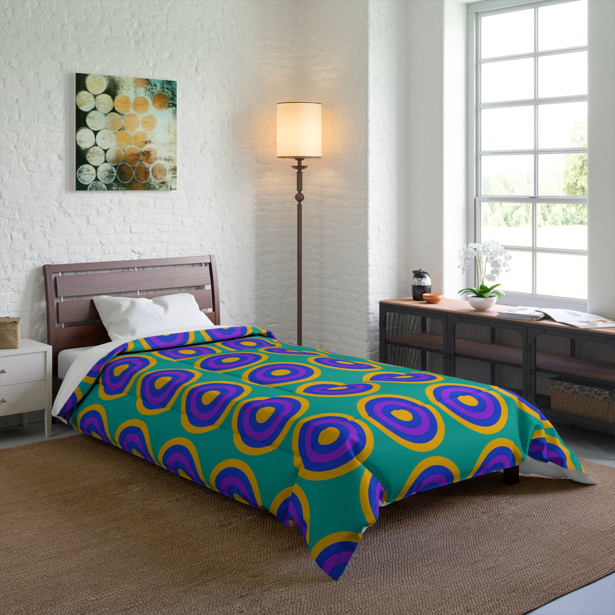 Mega Ring Grid Comforter – Peacock Jewel