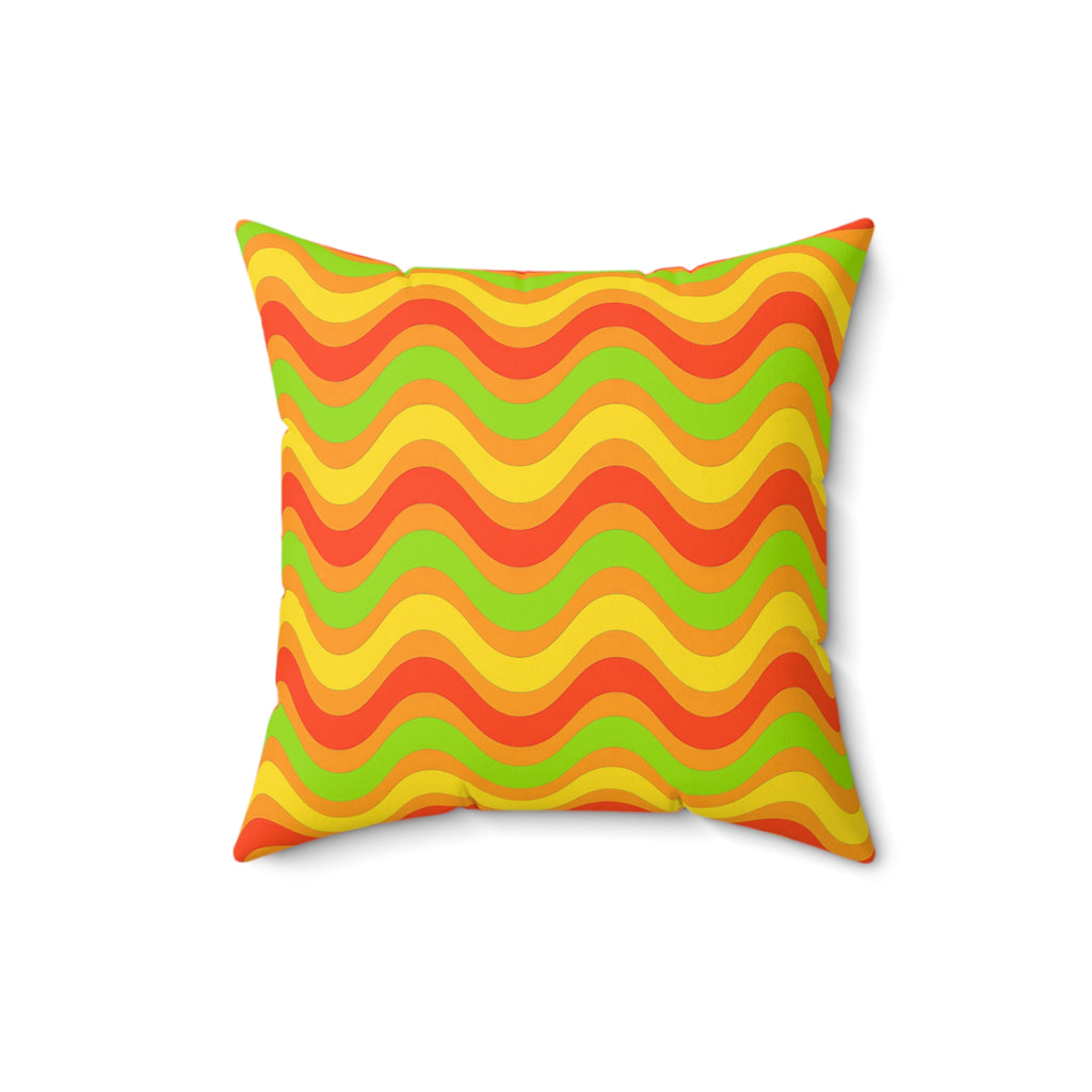 Wide Wave Interference Faux Suede Cushion – Hot Citrus