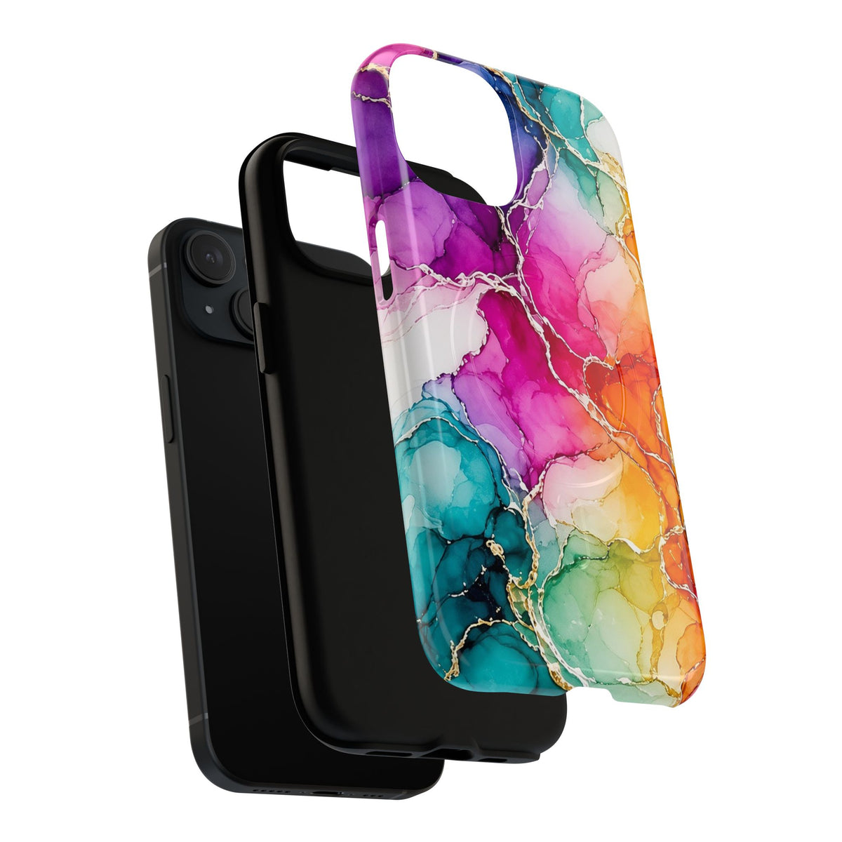 Rainbow Alcohol Ink Bloom Magnetic Tough iPhone Case