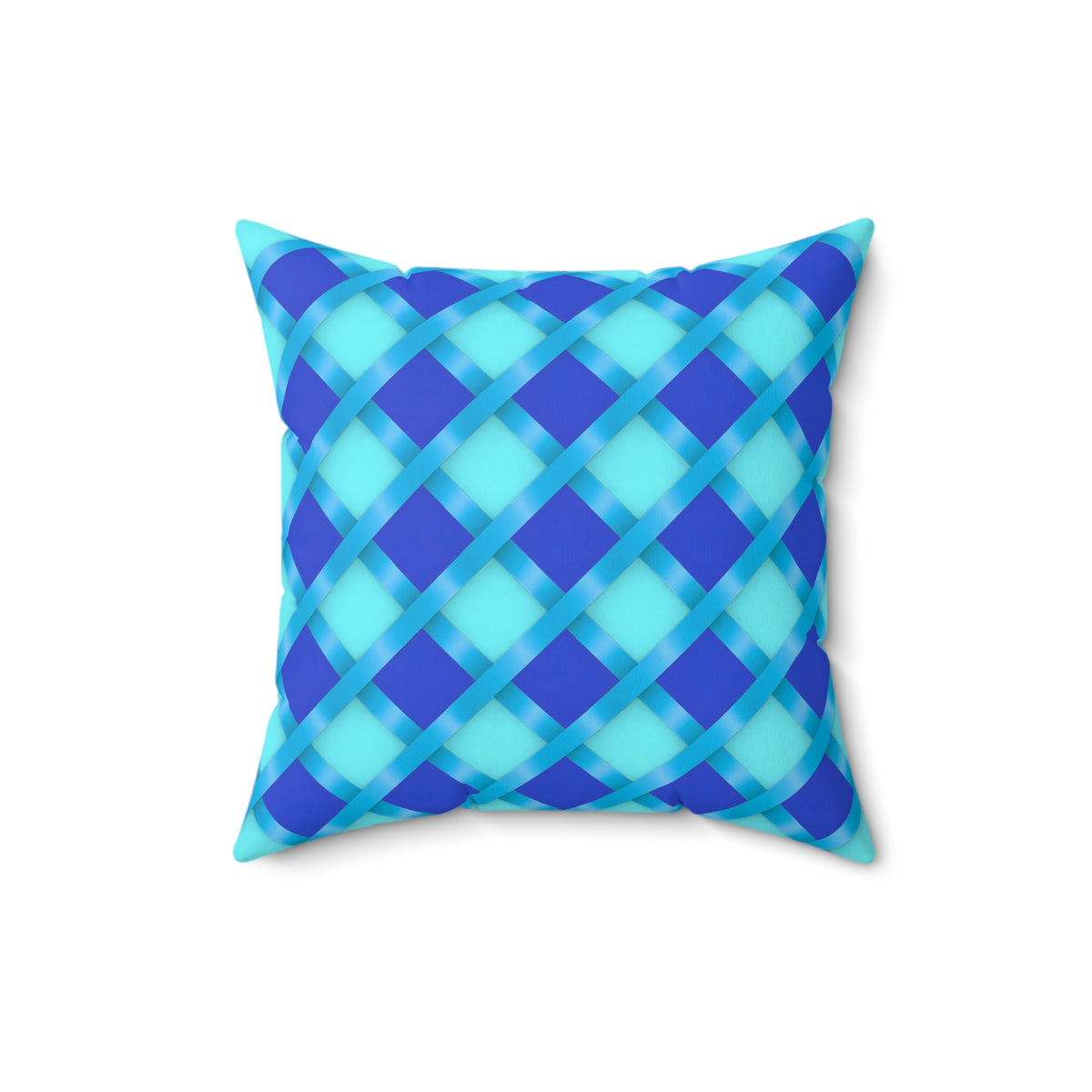 Broad Gold Diamond Trellis Faux Suede Cushion – Ice Jewel