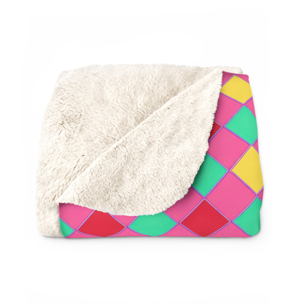 Jewel Harlequin Check Sherpa Fleece Blanket – Candy Christmas