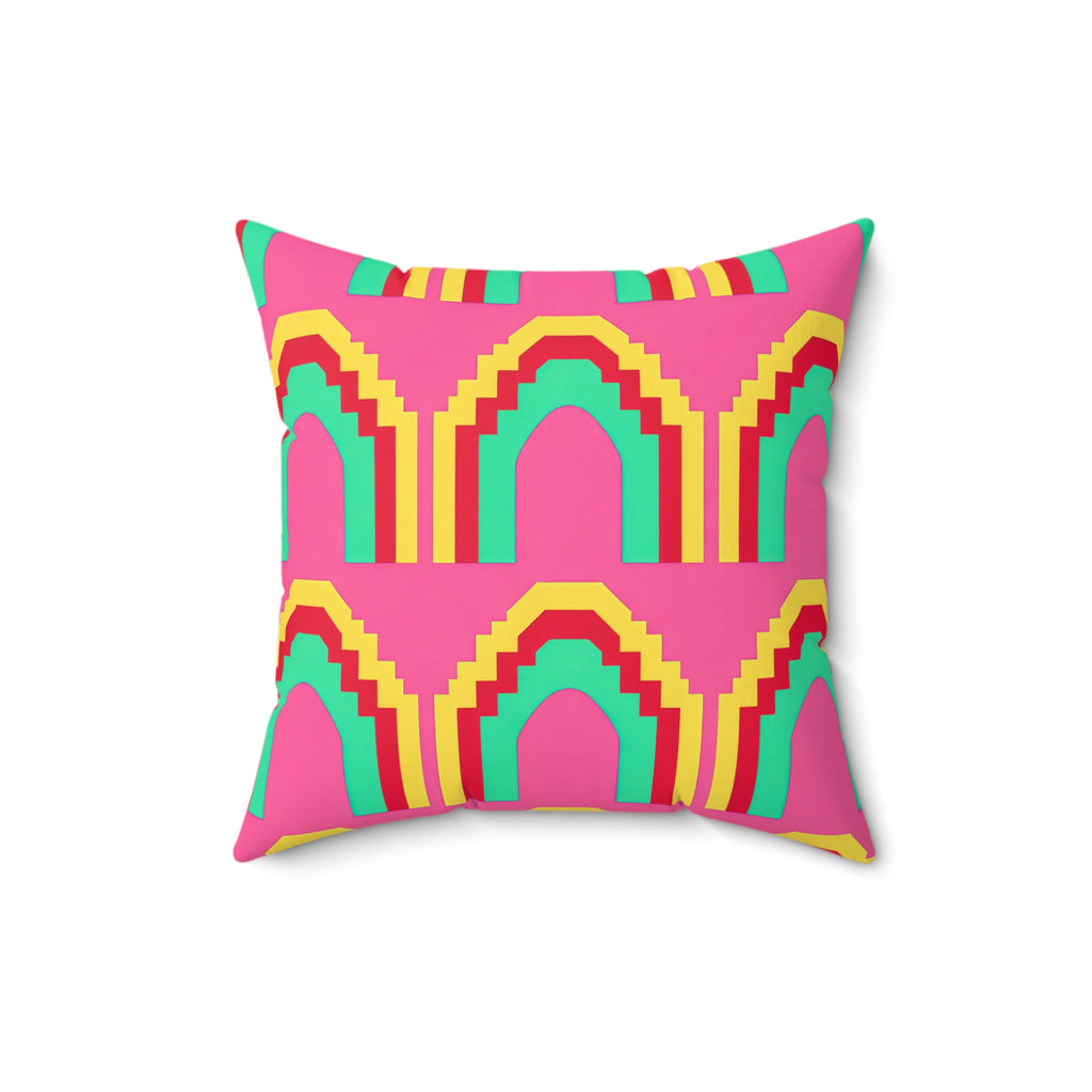 Grand Stepped Arches Faux Suede Cushion – Candy Christmas
