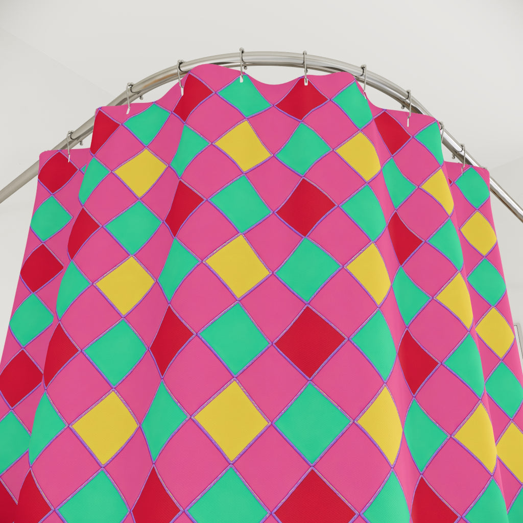 Jewel Harlequin Check Shower Curtain – Candy Christmas