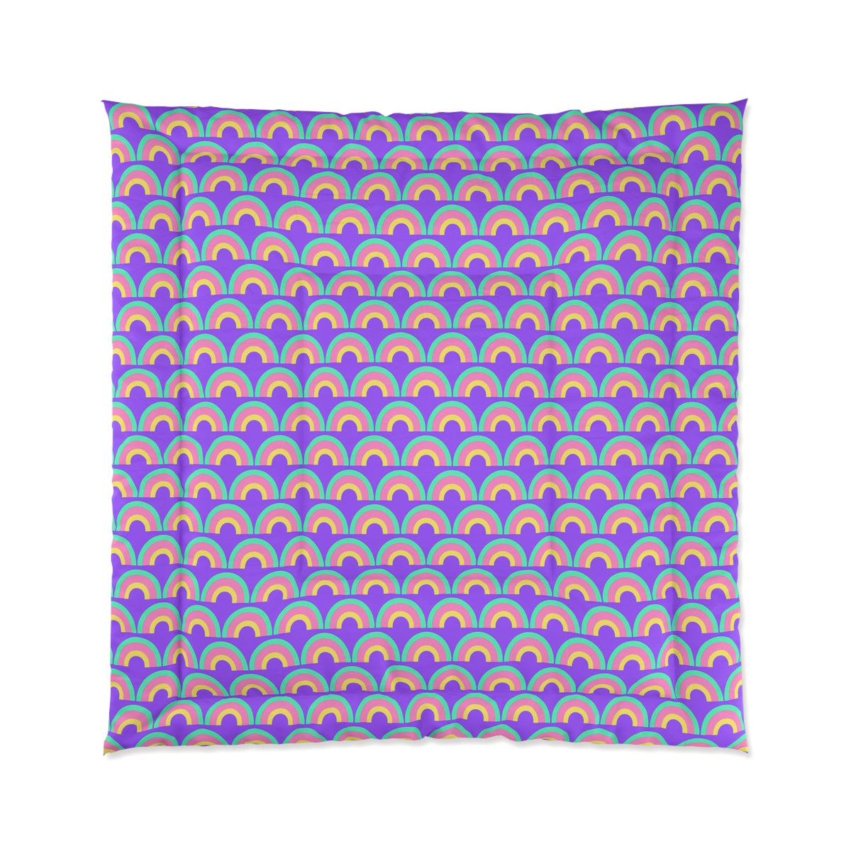 Chromatic Scallop Ripple Comforter – Candy Pastel on Grape