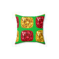 Giant Cut Gem Grid Faux Suede Cushion – Faceted Gem Geometric Pattern