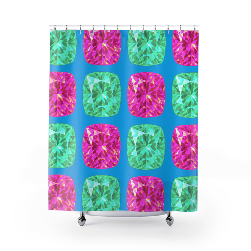 Giant Cut Gem Grid Shower Curtain – Ice Jewel