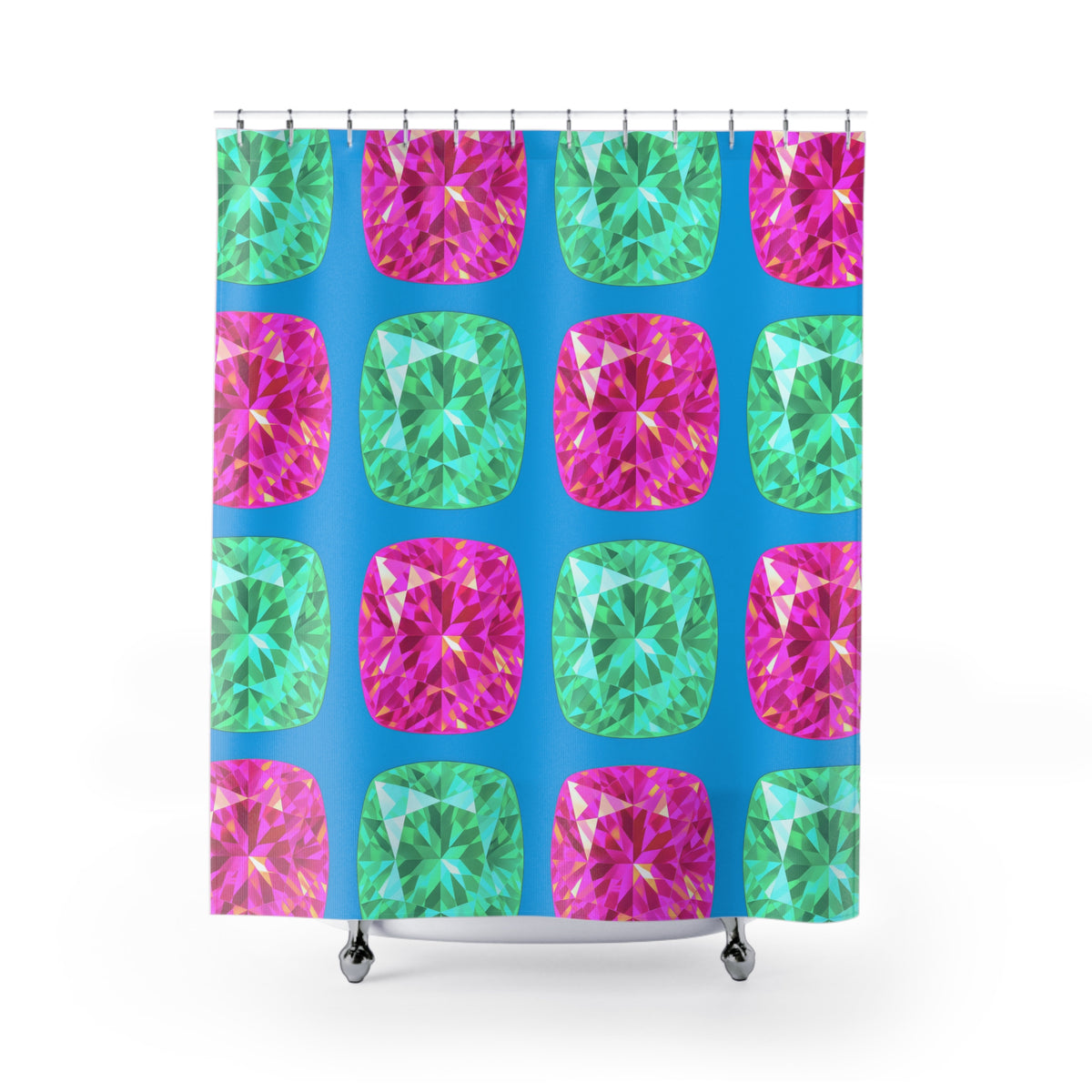 Giant Cut Gem Grid Shower Curtain – Ice Jewel