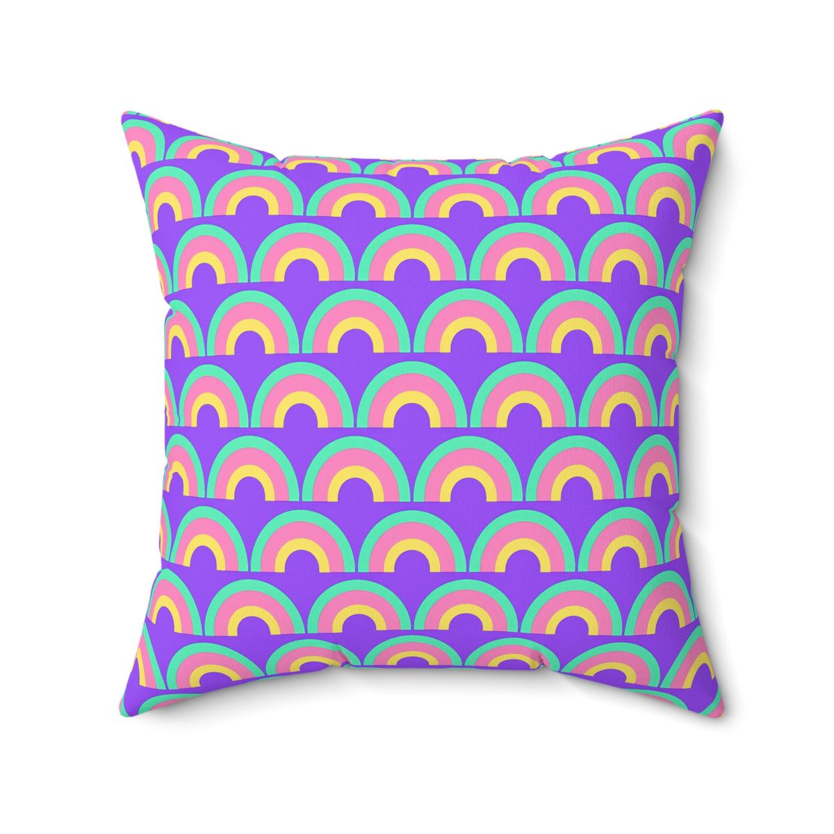 Chromatic Scallop Ripple Faux Suede Cushion – Candy Pastel on Grape