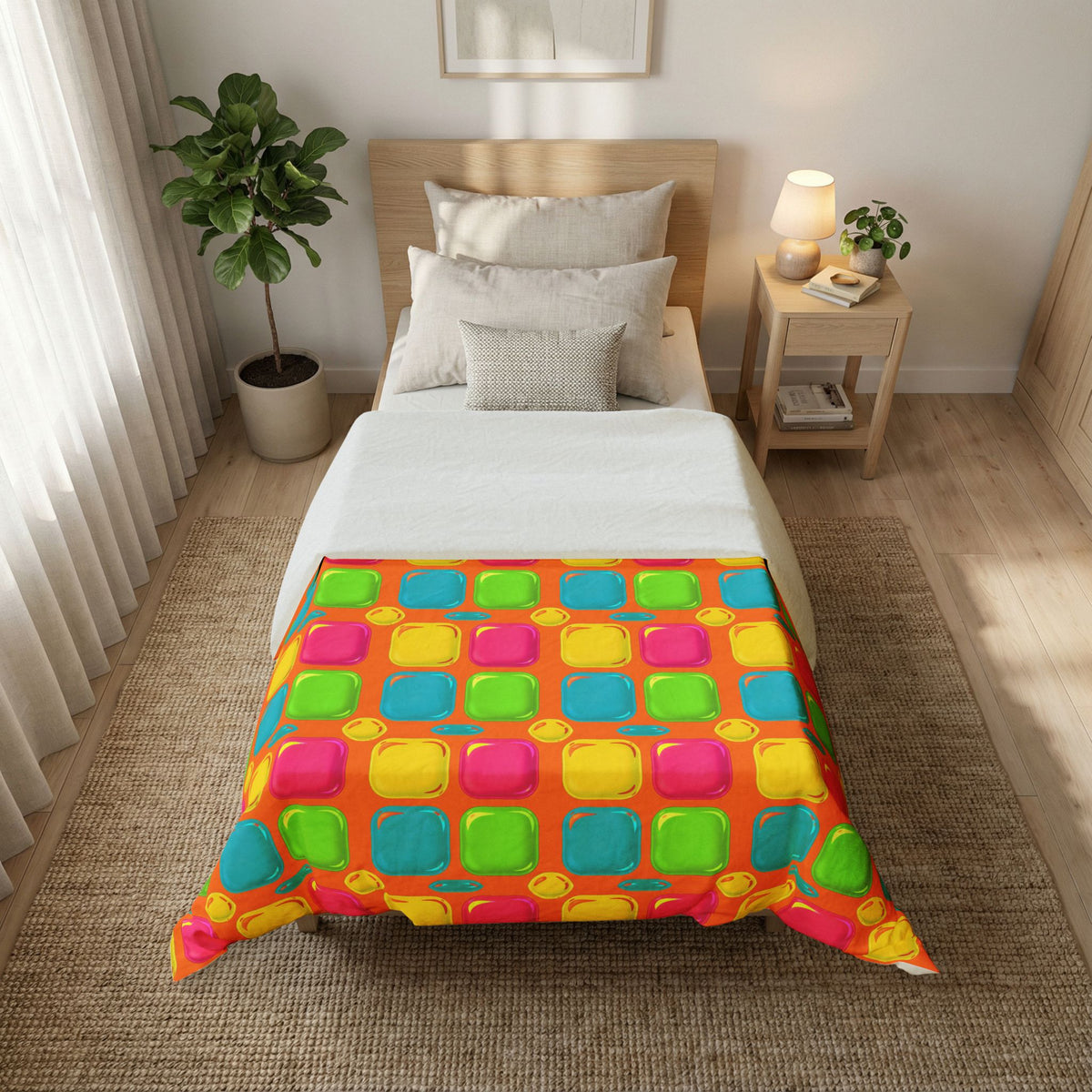Giant Puffy Glass Cushions Cotton Duvet Cover – Hot Citrus Festive