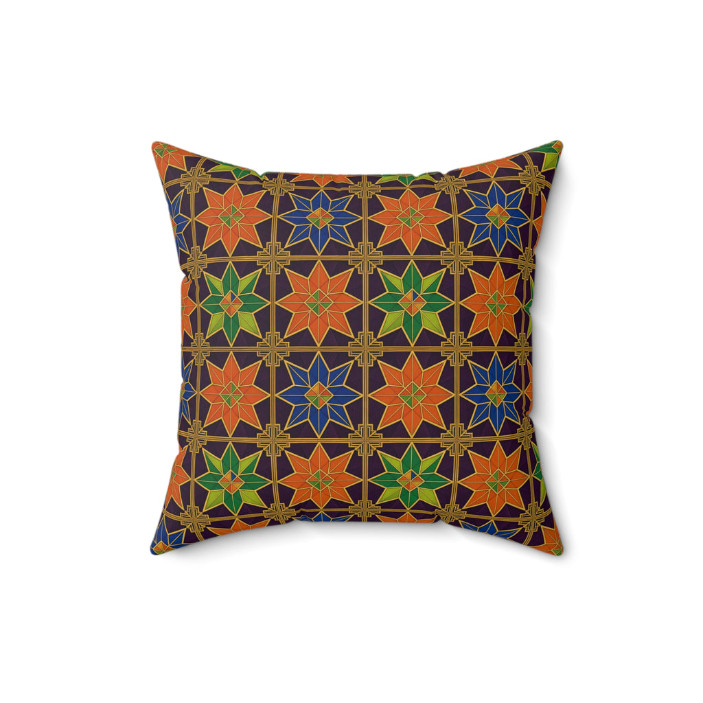 Deco Star Tiles Faux Suede Cushion – Kaleidoscopic Deco Pattern – view 6