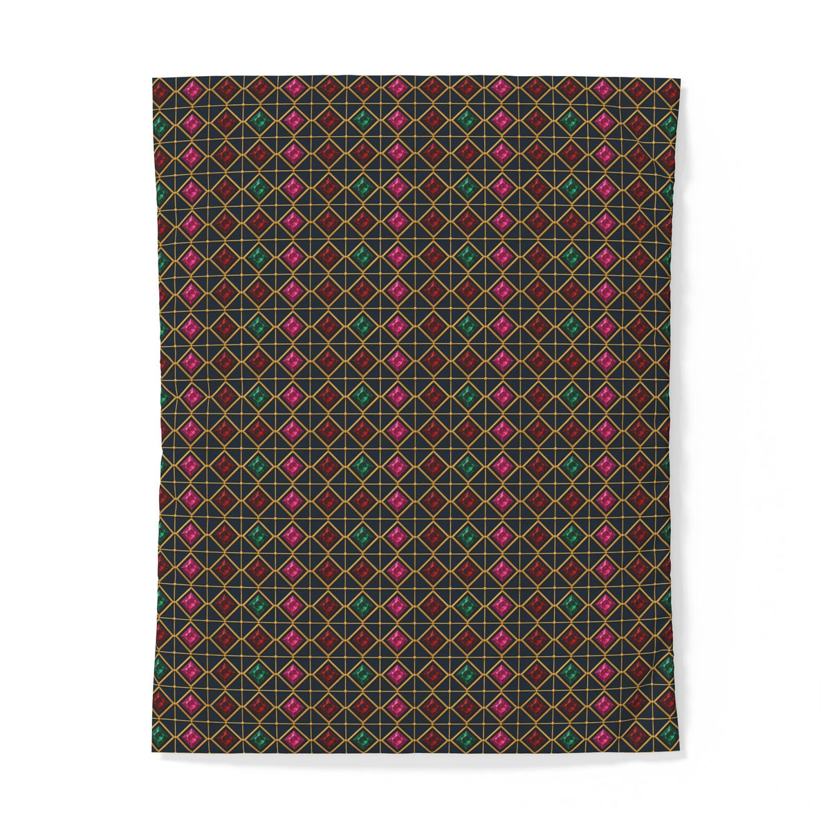Gold Diamond Trellis Cotton Duvet Cover – Art Deco Pattern