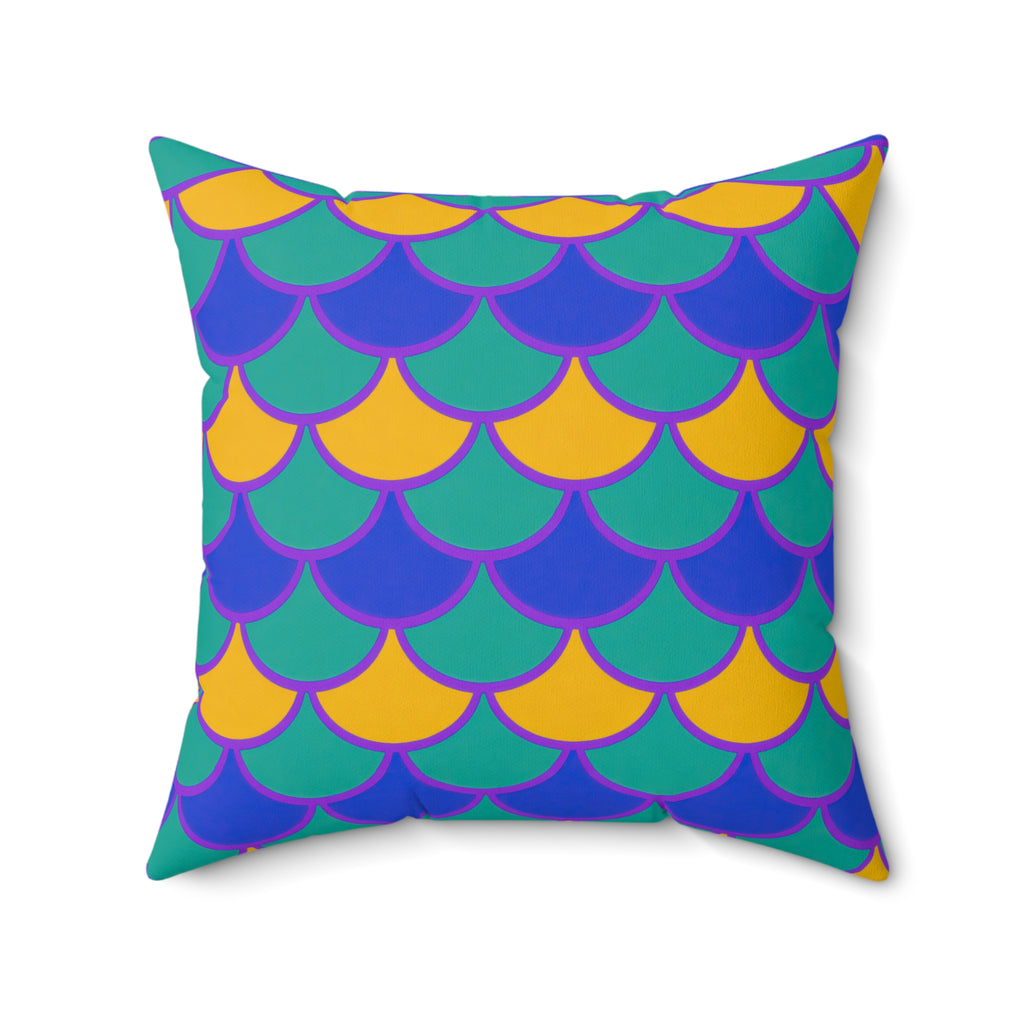 Big Jewel Scales II Faux Suede Cushion – Peacock Jewel