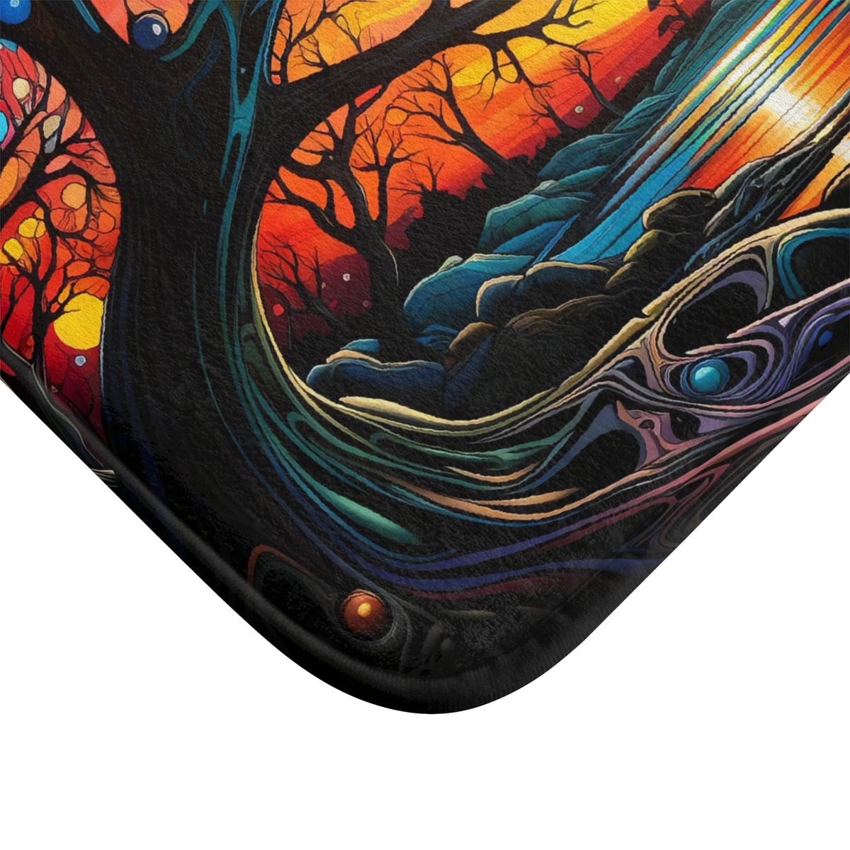 Sunset Dream Tree Bath Mat – Surreal Dreamscape Art