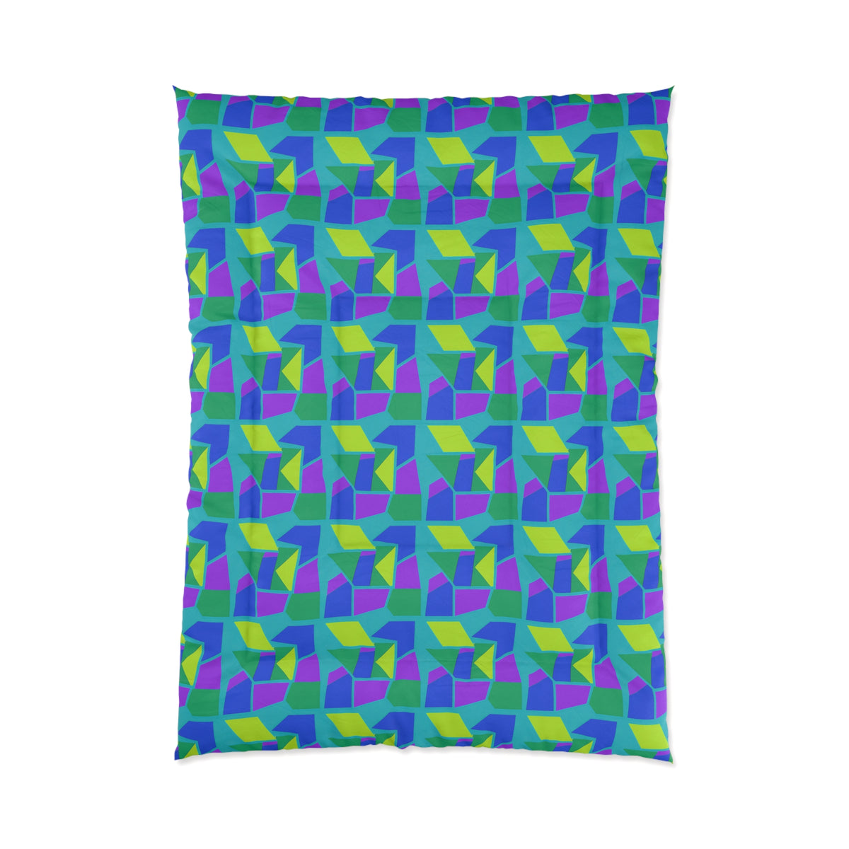 Cubist Block Quilt Comforter – Peacock Jewel