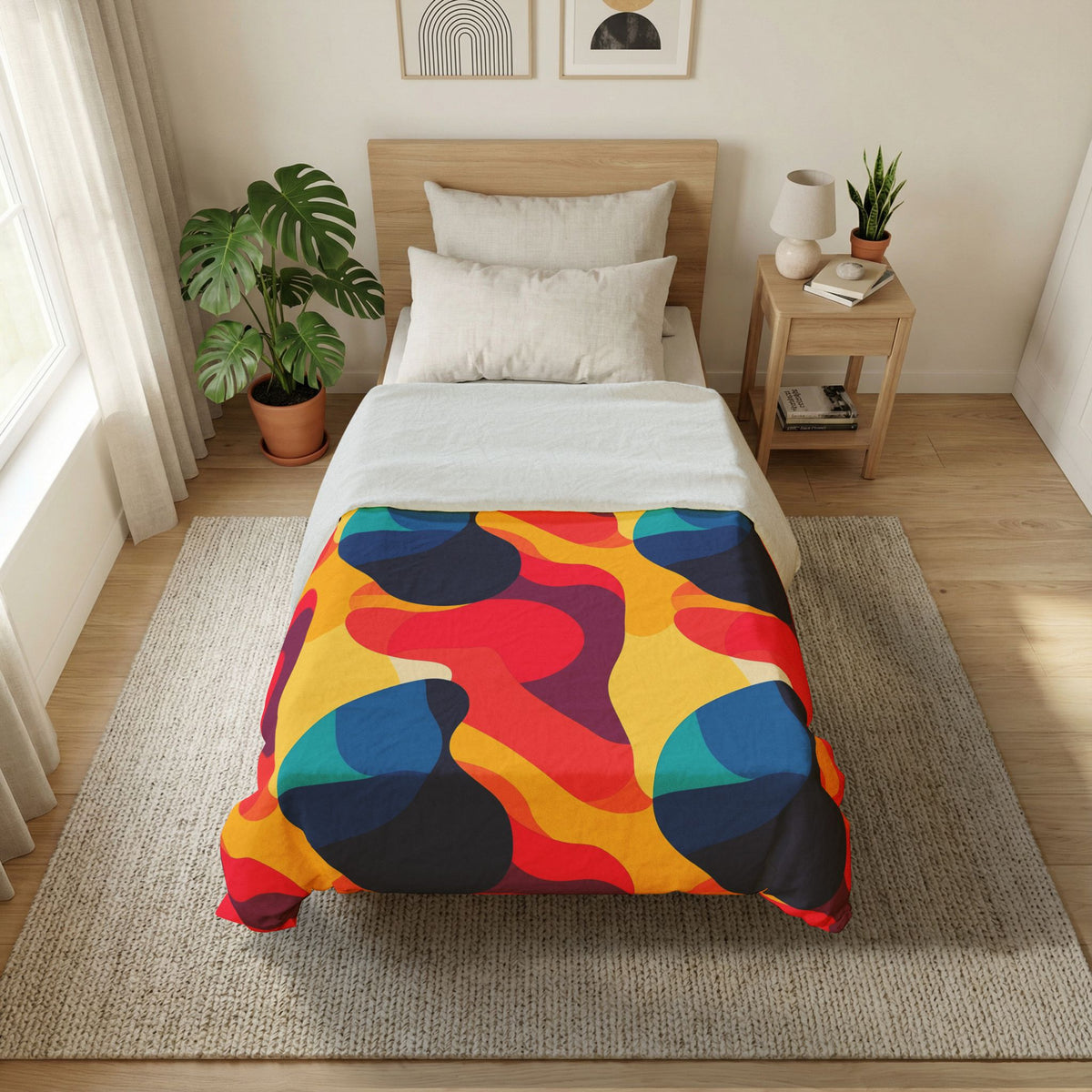 Bold Blob Camo Cotton Duvet Cover – Abstract Shapes Pattern