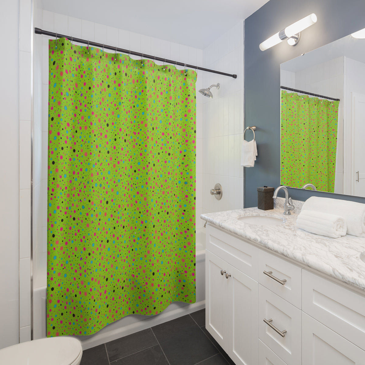 Confetti Spatter Shower Curtain – Tropical Punch