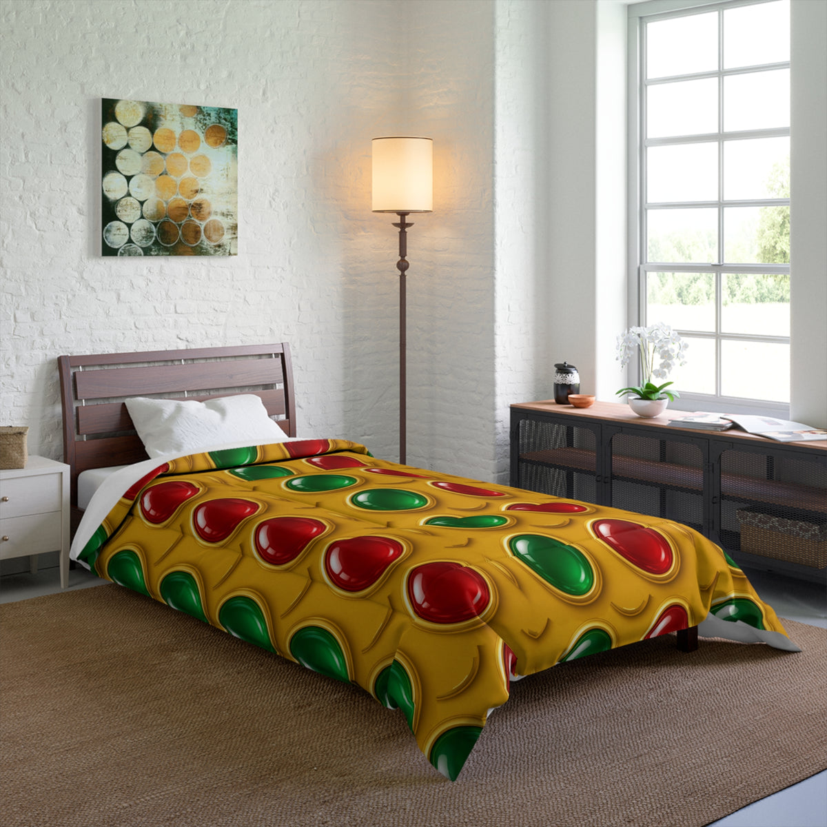 Grand Gold Cabochon Frames II Comforter – Cabochon Geometric Pattern