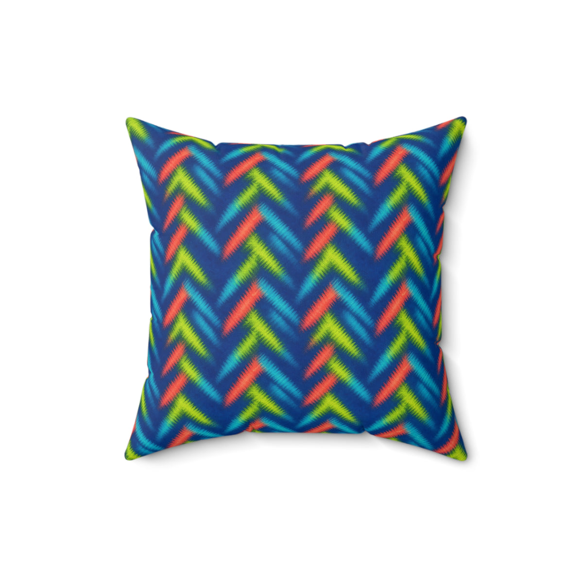 Neon Zigzag Fold Faux Suede Cushion – Tie-Dye Pattern