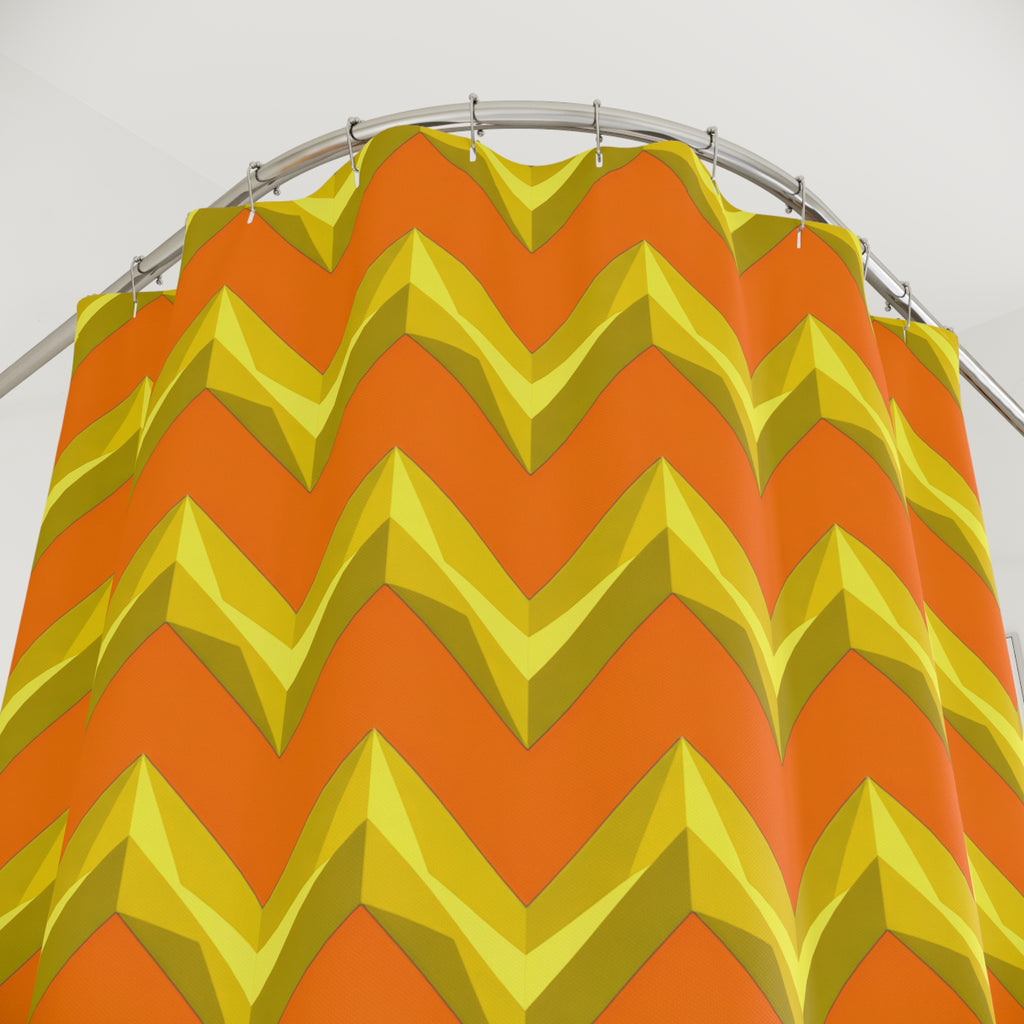 Broad Cut-Gem Chevrons Shower Curtain – Hot Citrus Festive