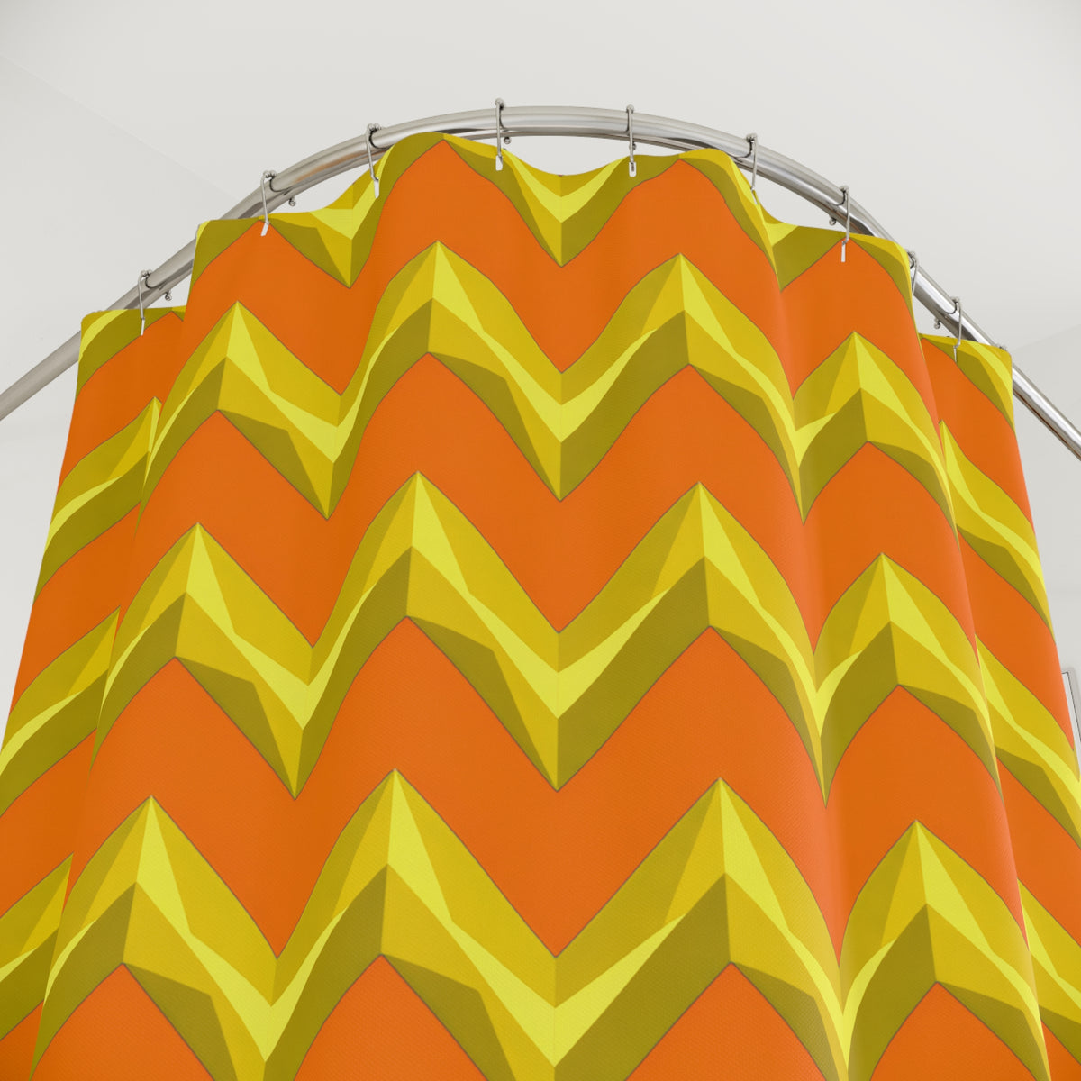 Broad Cut-Gem Chevrons Shower Curtain – Hot Citrus Festive