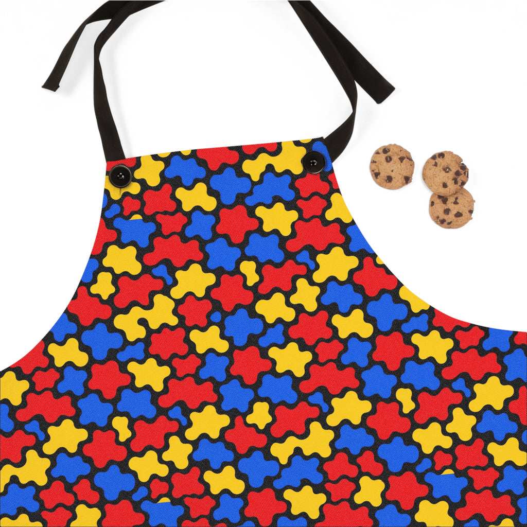 Blob Black Apron – Bold Primary Abstract Pattern