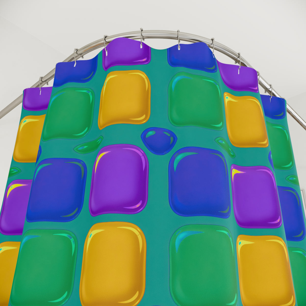 Giant Puffy Glass Cushions Shower Curtain – Peacock Jewel