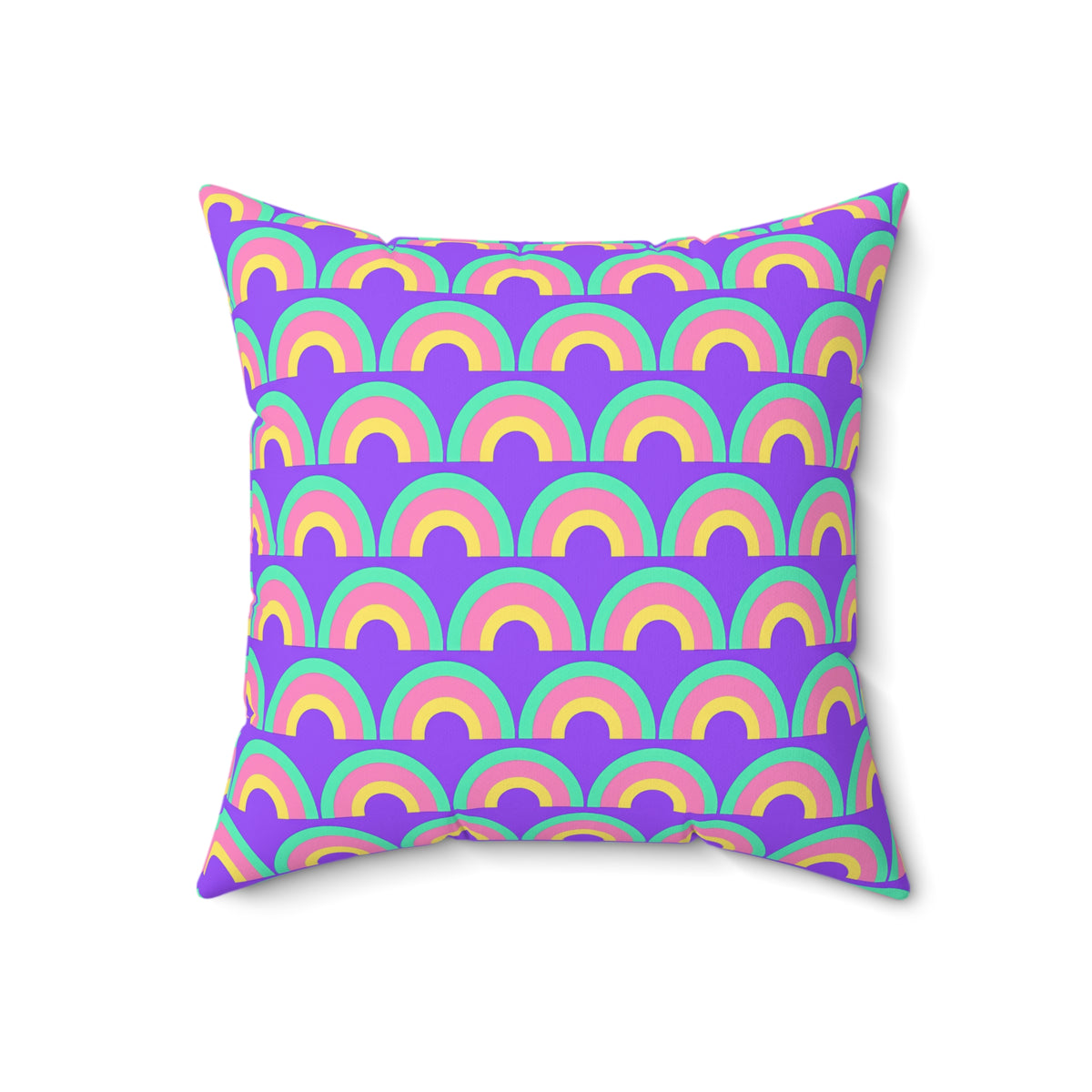 Chromatic Scallop Ripple Faux Suede Cushion – Candy Pastel on Grape