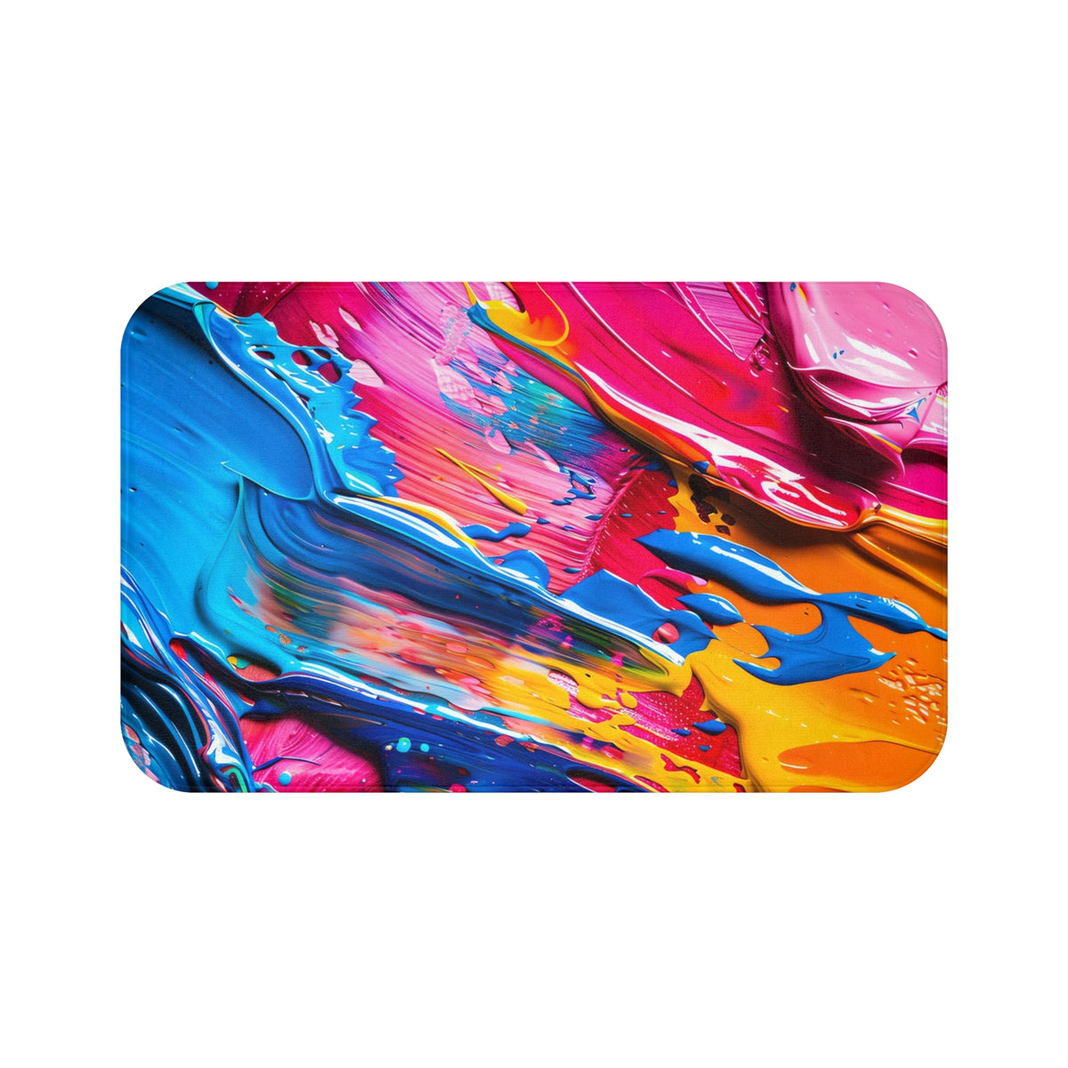 Rainbow Paint Smear Bath Mat – Paint Stroke Abstract