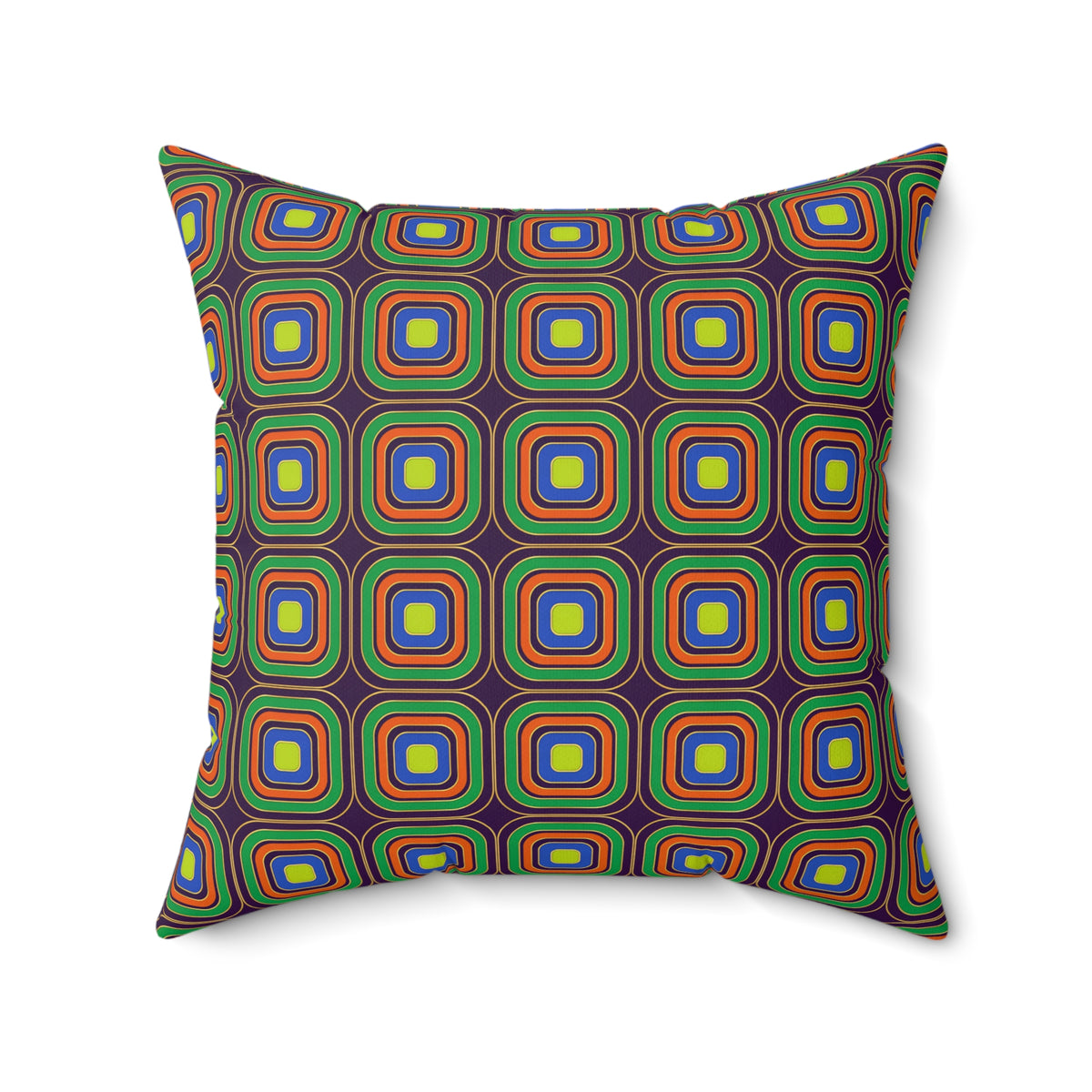 Op-Deco Nested Squares Faux Suede Cushion – Op-Art Deco Pattern