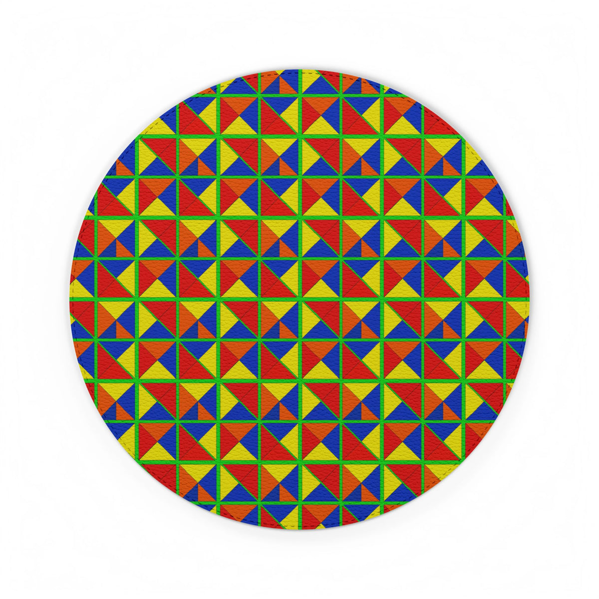 Split Square Fiesta Vegan Leather Mouse Mat – Cubist Geometric Pattern