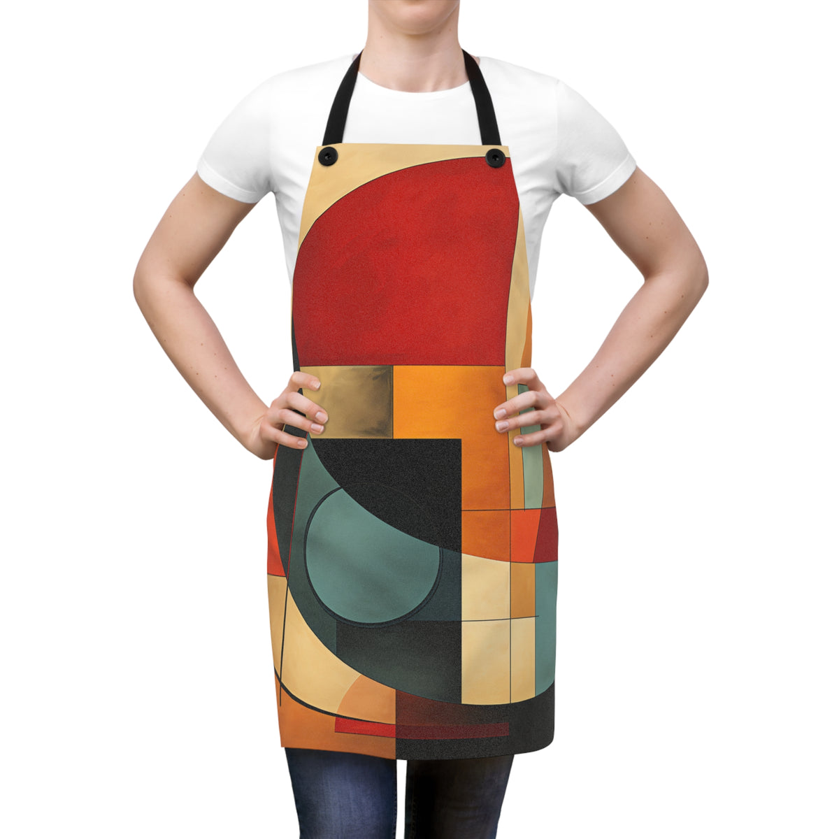 Bauhaus Sun Circles Apron – Mid-Century Geometric Art