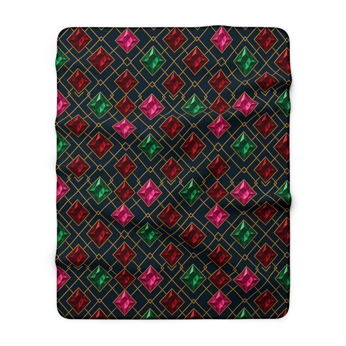 Jewel Argyle Sherpa Fleece Blanket – Art Deco Pattern