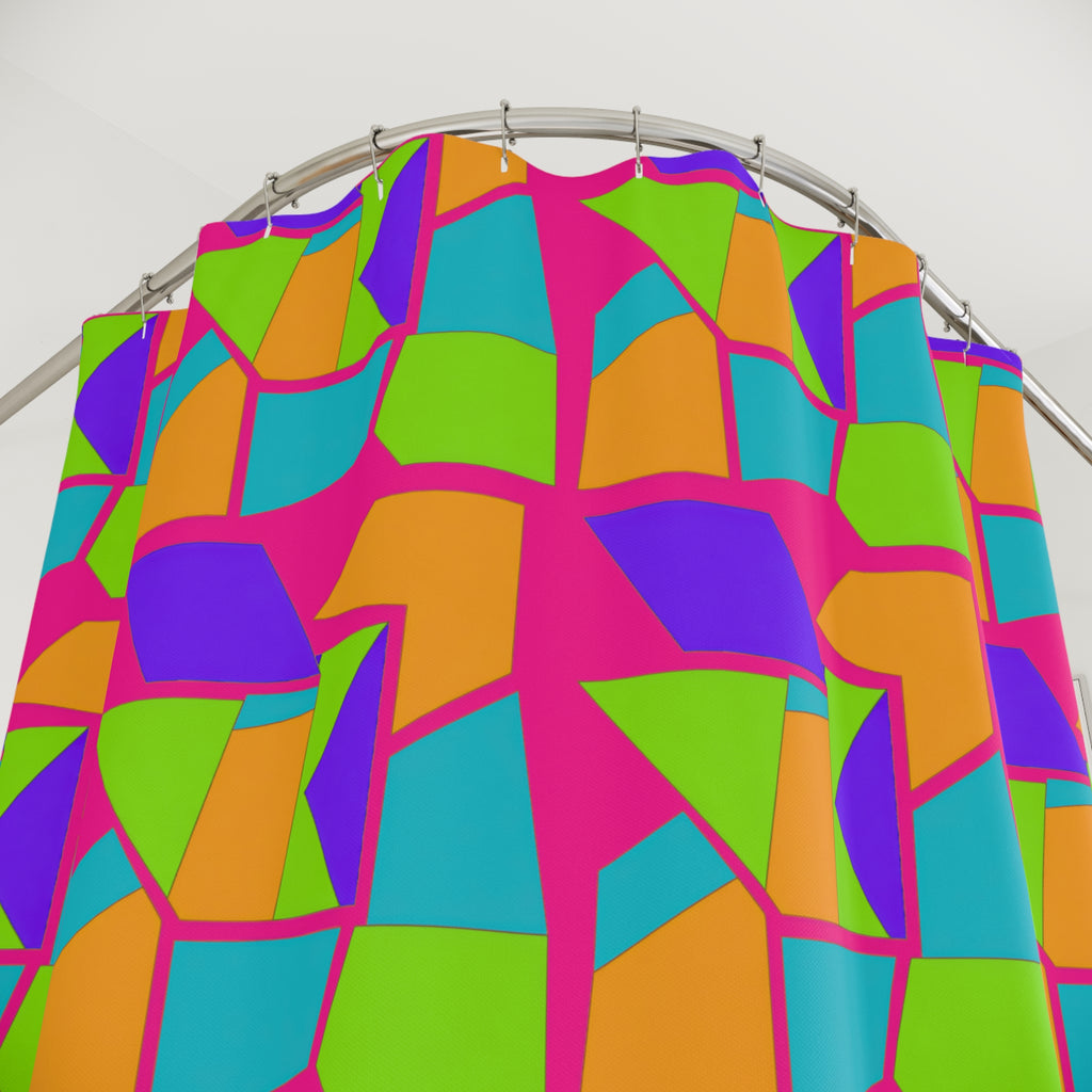 Cubist Block Quilt Shower Curtain – Tropical Punch