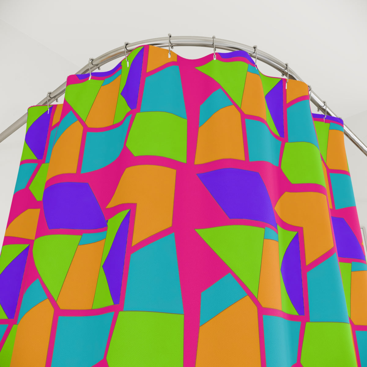 Cubist Block Quilt Shower Curtain – Tropical Punch