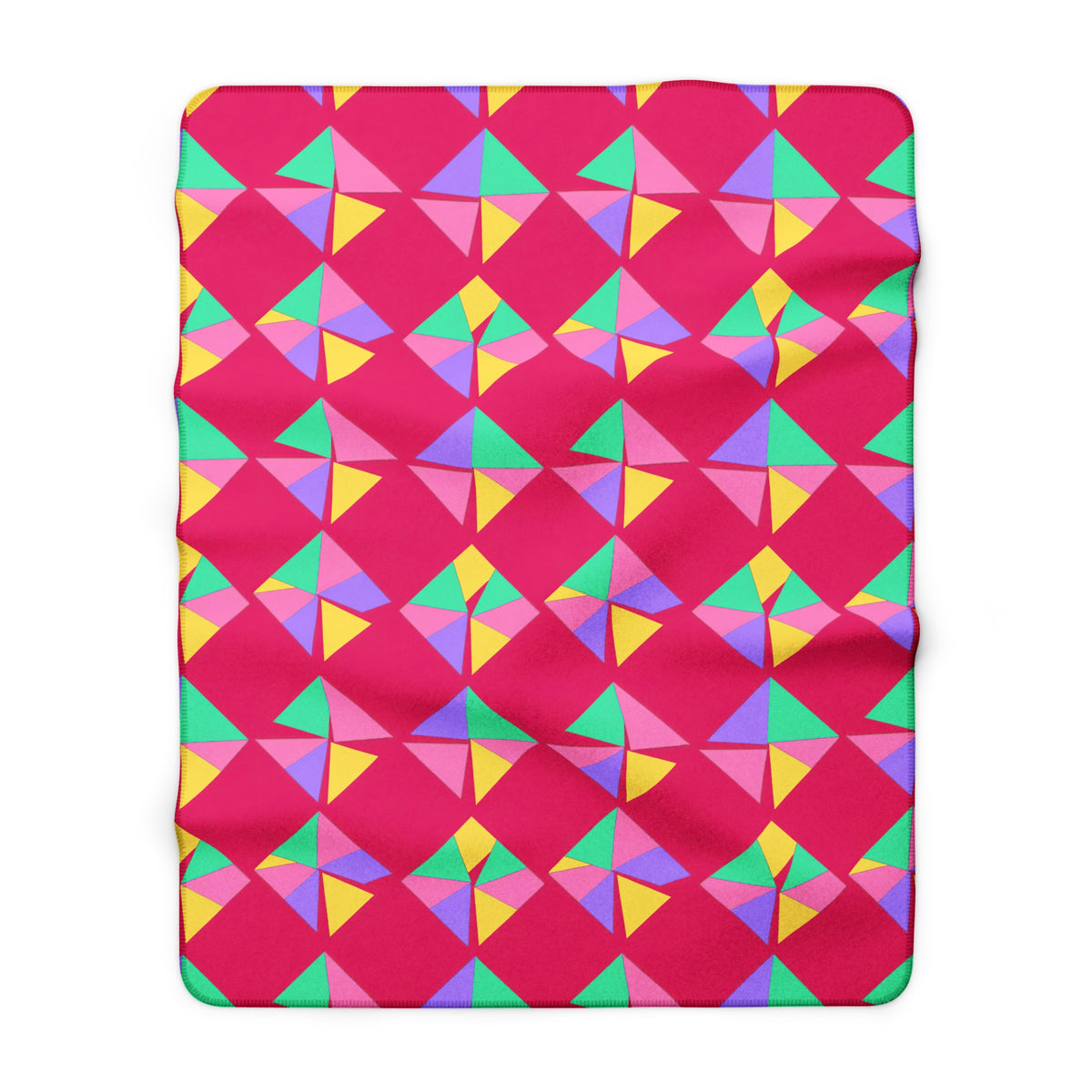 Stacked Cubist Prisms Sherpa Fleece Blanket – Candy Pop on Raspberry