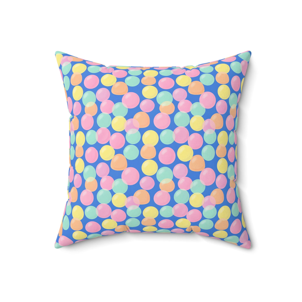Gumdrop Orbs Faux Suede Cushion – Soft Abstract Pattern