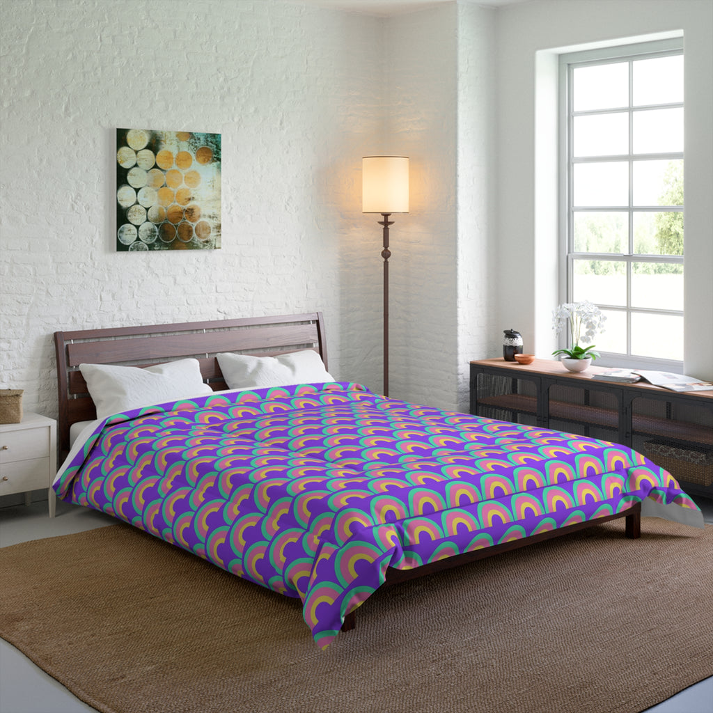 Chromatic Scallop Ripple Comforter – Candy Pastel on Grape