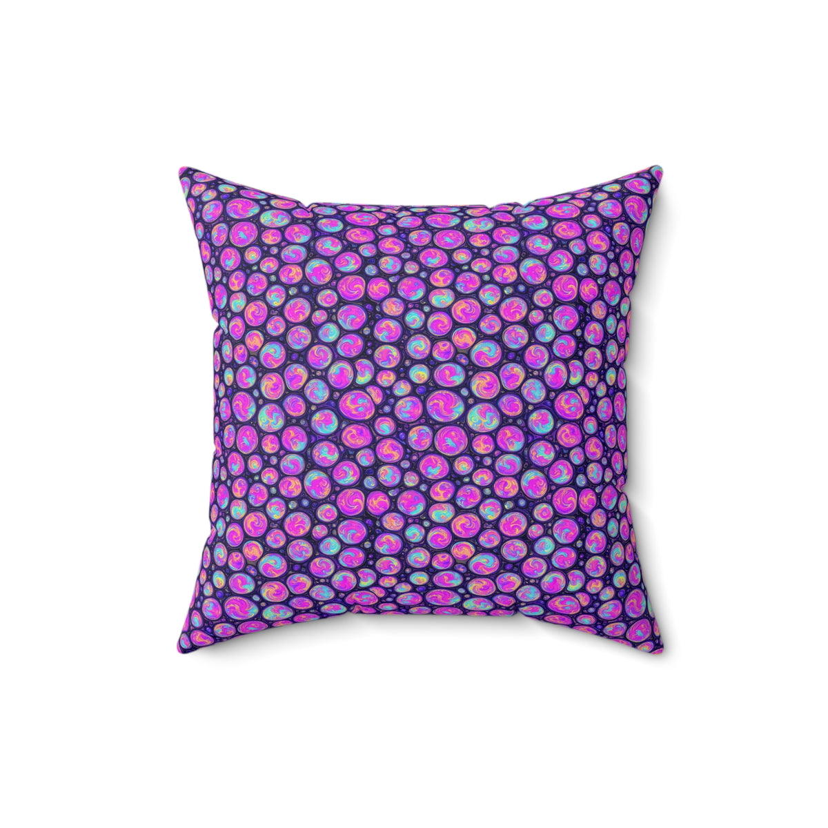 Opal Bubble Cells Faux Suede Cushion – Holographic-Look Fluid Art Pattern